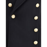 Balmain Black Fleece Wool Coat
