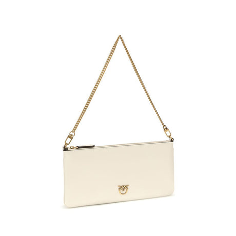 PINKO White Calf Leather Bos Taurus Shoulder Bag