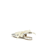 PINKO Silver Calf Leather Bos Taurus Ballet Flats