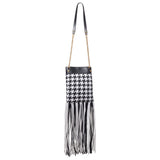 Versace Black And White Leather And Textile Shoulder Bag