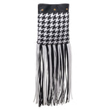 Versace Black And White Leather And Textile Shoulder Bag