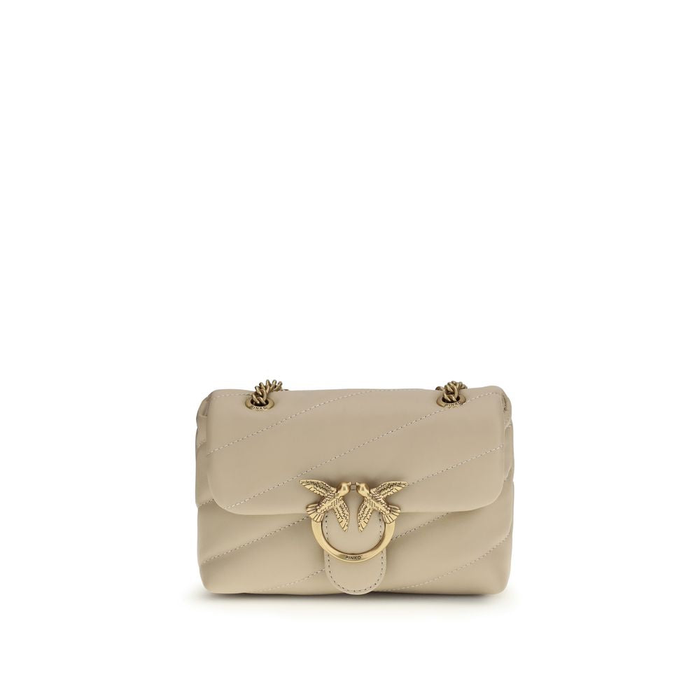PINKO Beige Calf Leather Bos Taurus Shoulder Bag