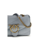 PINKO Light Blue Calf Leather Bos Taurus Shoulder Bag