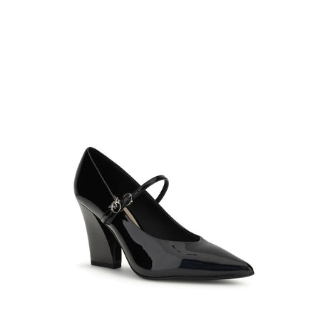 PINKO Black Calf Leather Bos Taurus High Heel Pumps