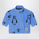 Mini Rodini Blue zip-up sweatshirt with penguins