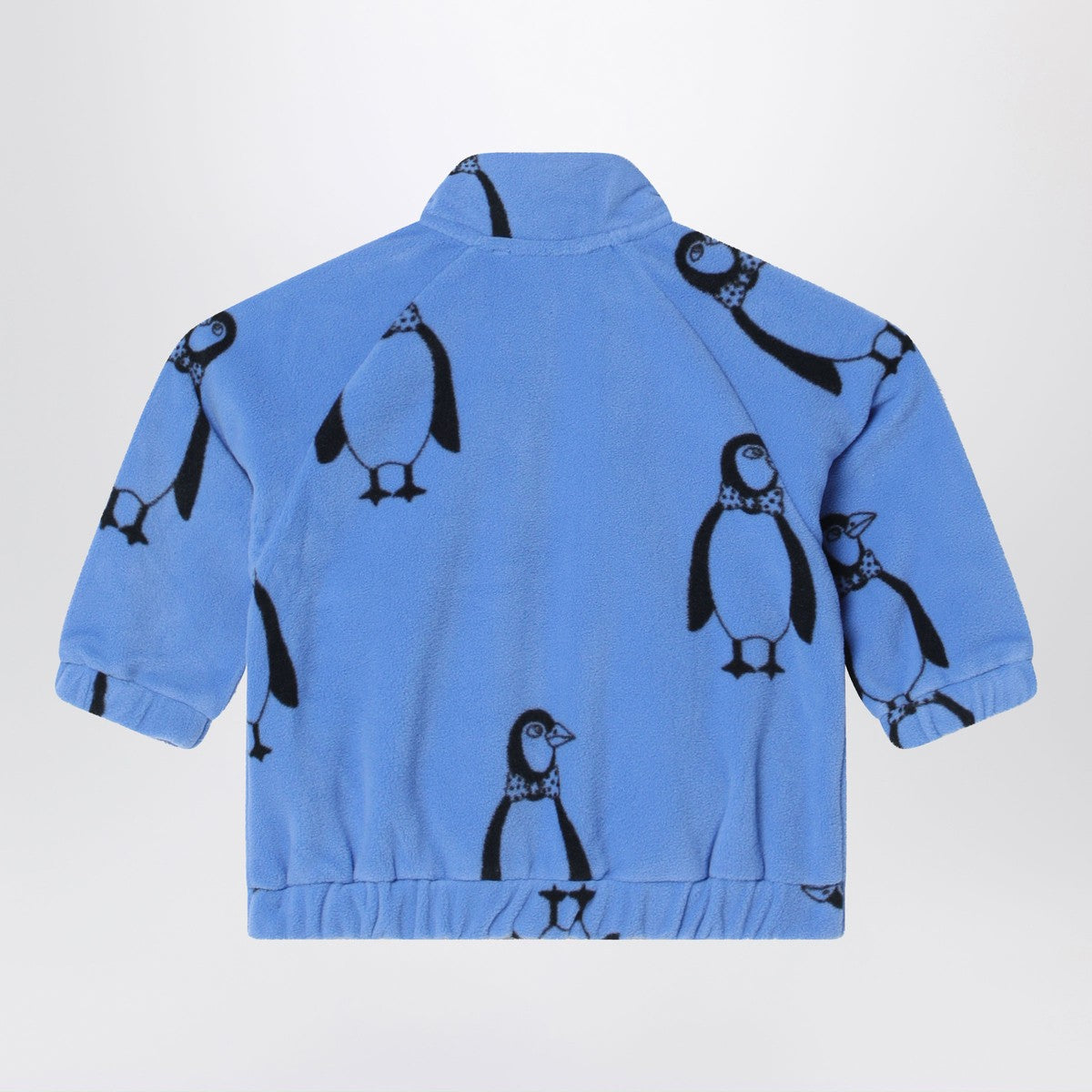 Mini Rodini Blue zip-up sweatshirt with penguins