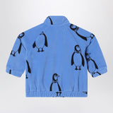 Mini Rodini Blue zip-up sweatshirt with penguins