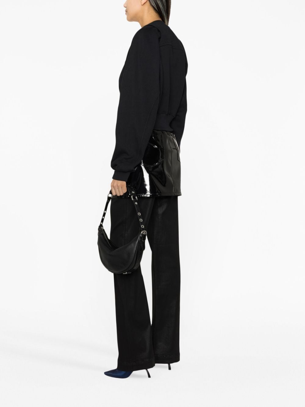 Off White Printed Crop Sweatshirt