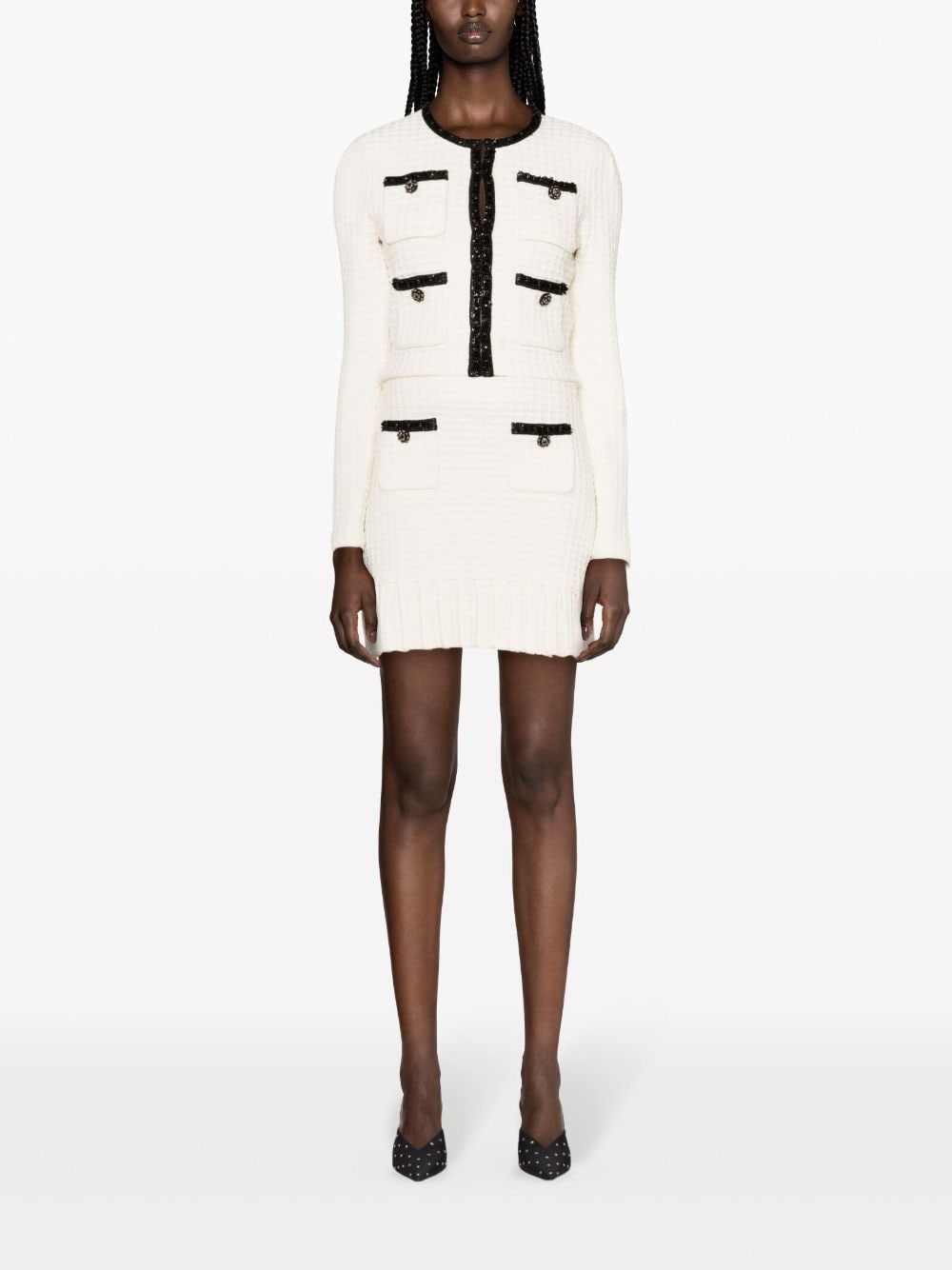 Self-Portrait Waffle-knit mini skirt