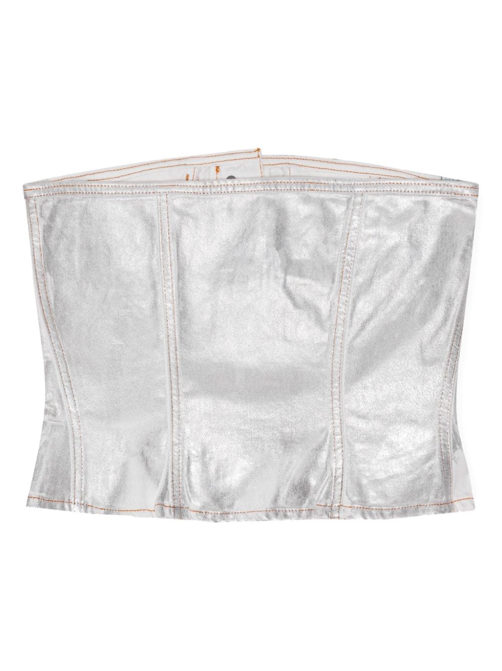 Ganni Silver Foil Denim Corsage