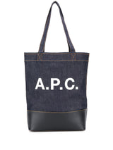 A.P.C. logo print denim tote