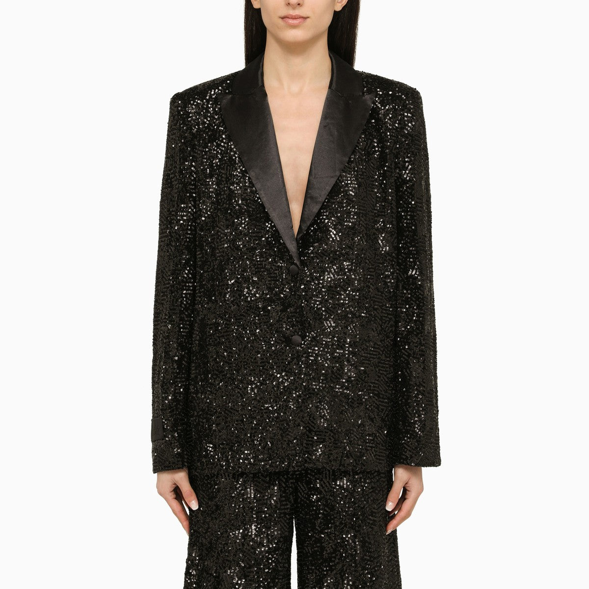 ROTATE Birger Christensen Black single-breasted jacket with sequins