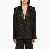 ROTATE Birger Christensen Black single-breasted jacket with sequins