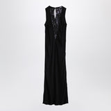 ROTATE Birger Christensen Black midi dress with mesh insert