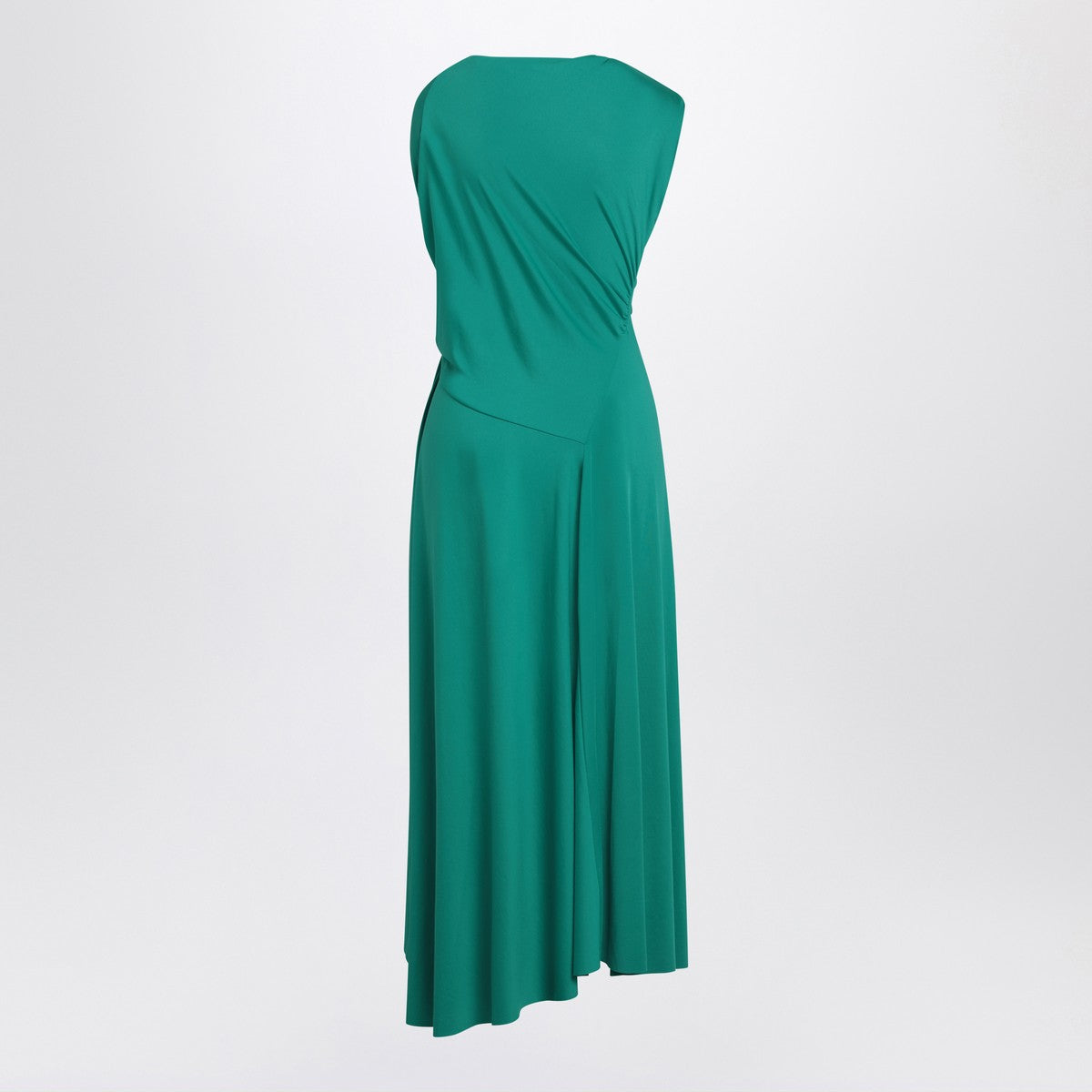 Victoria Beckham Peacock coloured dress with draping