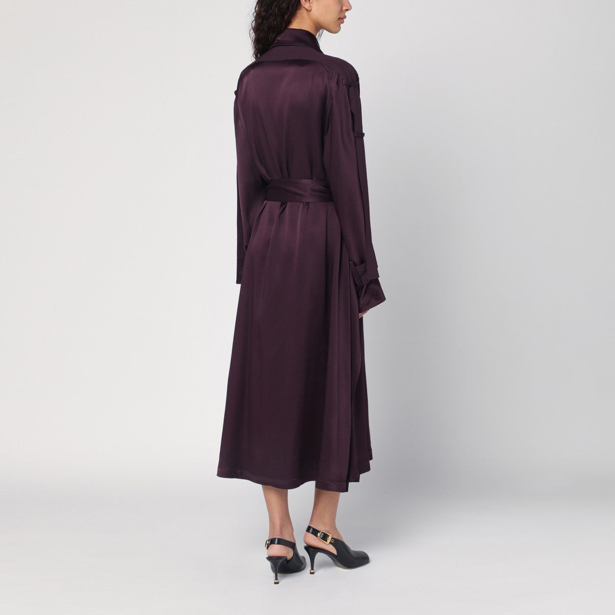 Victoria Beckham Eggplant colour single-breasted trench coat