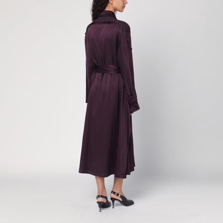 Victoria Beckham Eggplant colour single-breasted trench coat