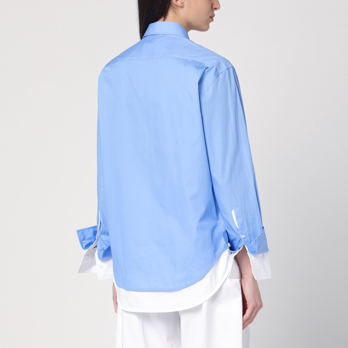 Victoria Beckham Double-layer shirt in light blue/white