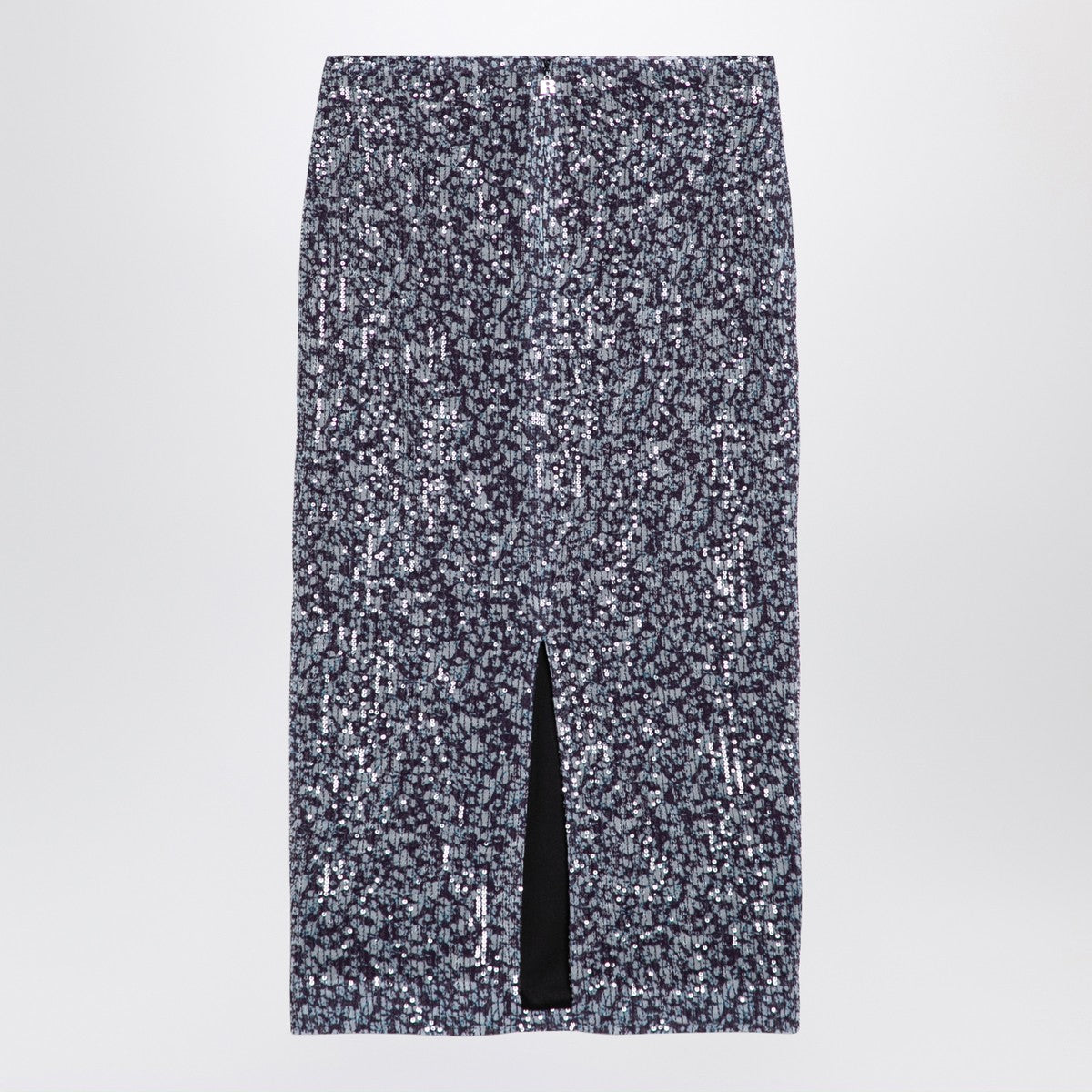 ROTATE Birger Christensen Sequined midi skirt with purple print