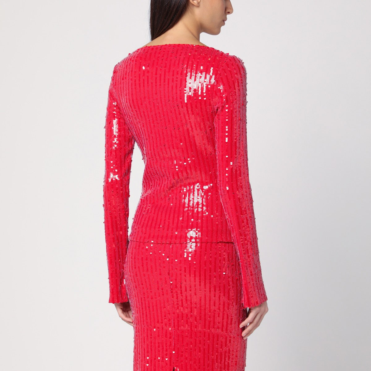 ROTATE Birger Christensen Red sweater with micro sequins