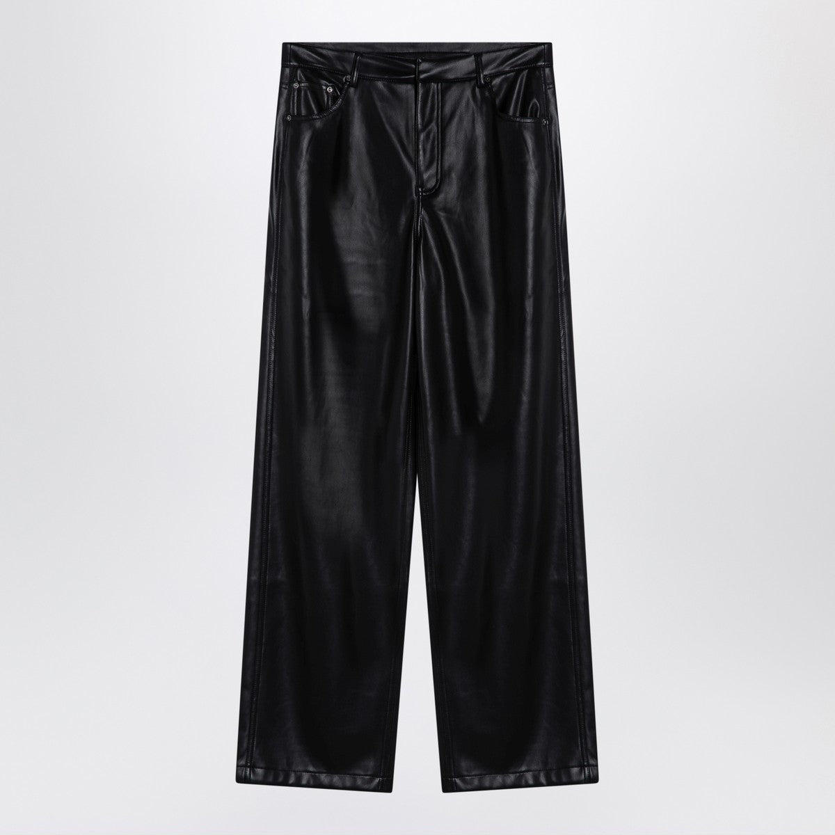 ROTATE Birger Christensen Black faux leather trousers