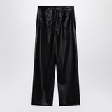 ROTATE Birger Christensen Black faux leather trousers