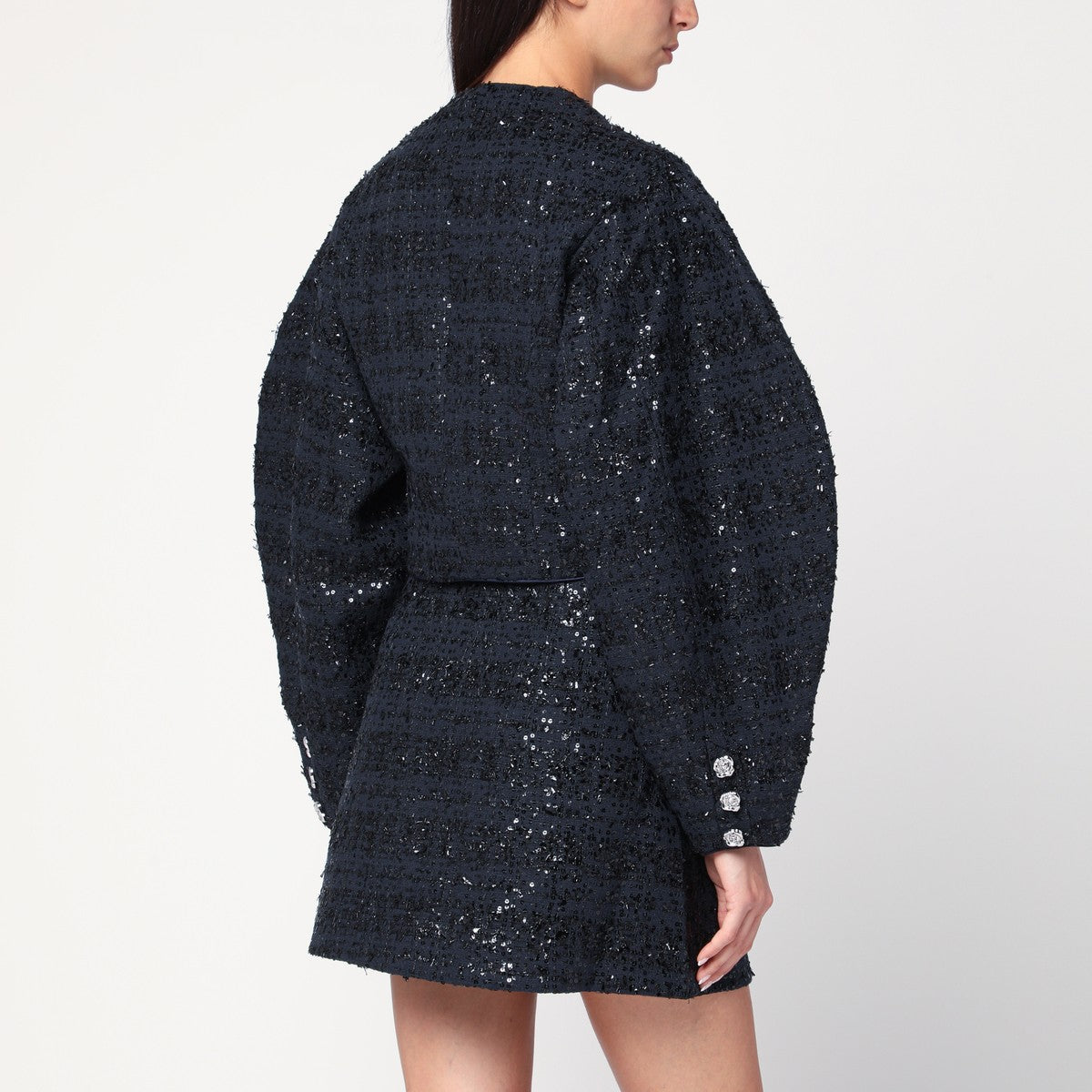 ROTATE Birger Christensen Navy blue Bouclé jacket with sequins