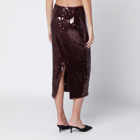 ROTATE Birger Christensen Bordeaux sequin pencil skirt