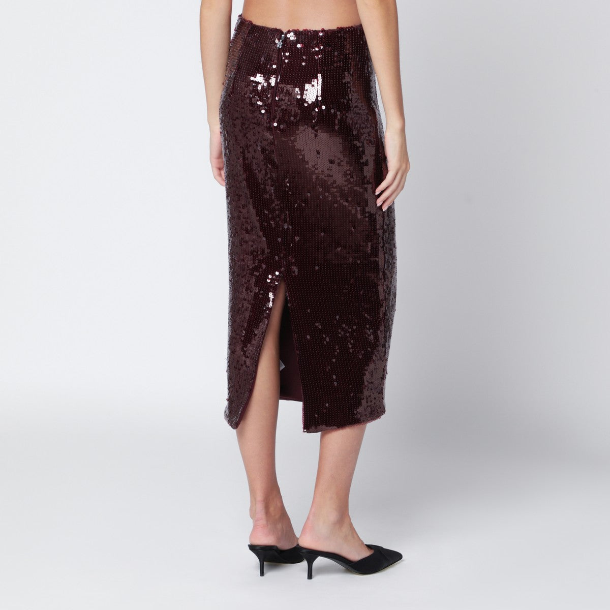 ROTATE Birger Christensen Bordeaux sequin pencil skirt