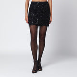 ROTATE Birger Christensen Black mini skirt with beaded fringes