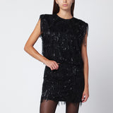 ROTATE Birger Christensen Black top with beaded fringes