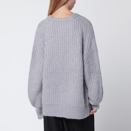 ROTATE Birger Christensen Light grey oversized sweater with logo