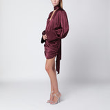 ROTATE Birger Christensen Bordeaux draped silk mini dress
