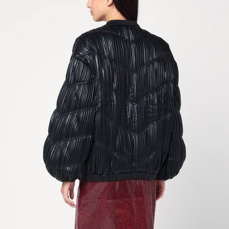 ROTATE Birger Christensen Black pleated bomber with zip
