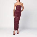 ROTATE Birger Christensen Long bordeaux dress with sequins