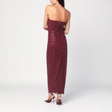 ROTATE Birger Christensen Long bordeaux dress with sequins