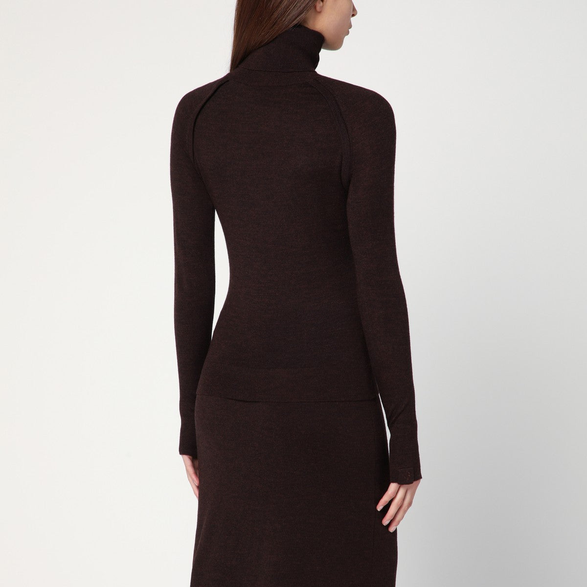 Victoria Beckham Brown turtleneck sweater in wool