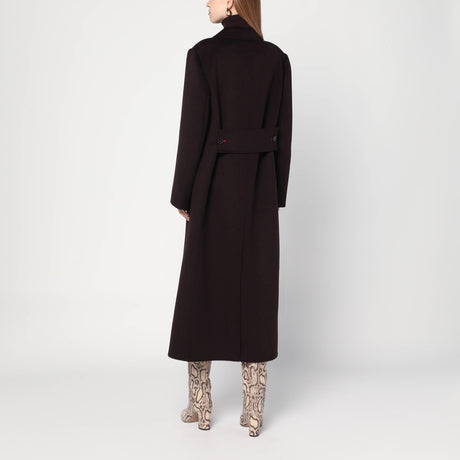 Victoria Beckham Brown double-breasted coat in wool and cashmere