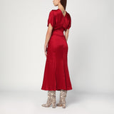 Victoria Beckham Fuchsia pink midi dress with gathered waist