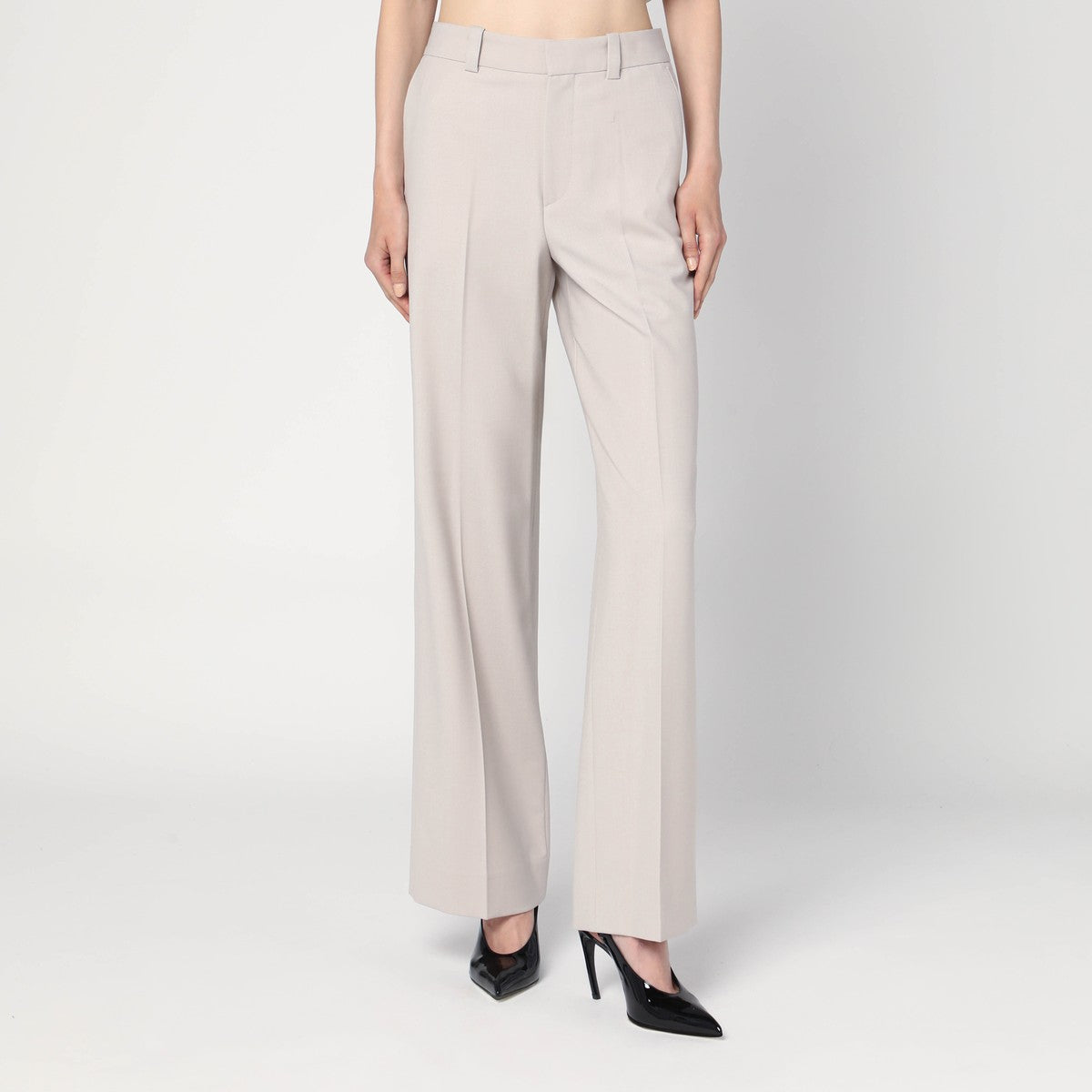 Victoria Beckham Pumice-coloured trousers in wool blend