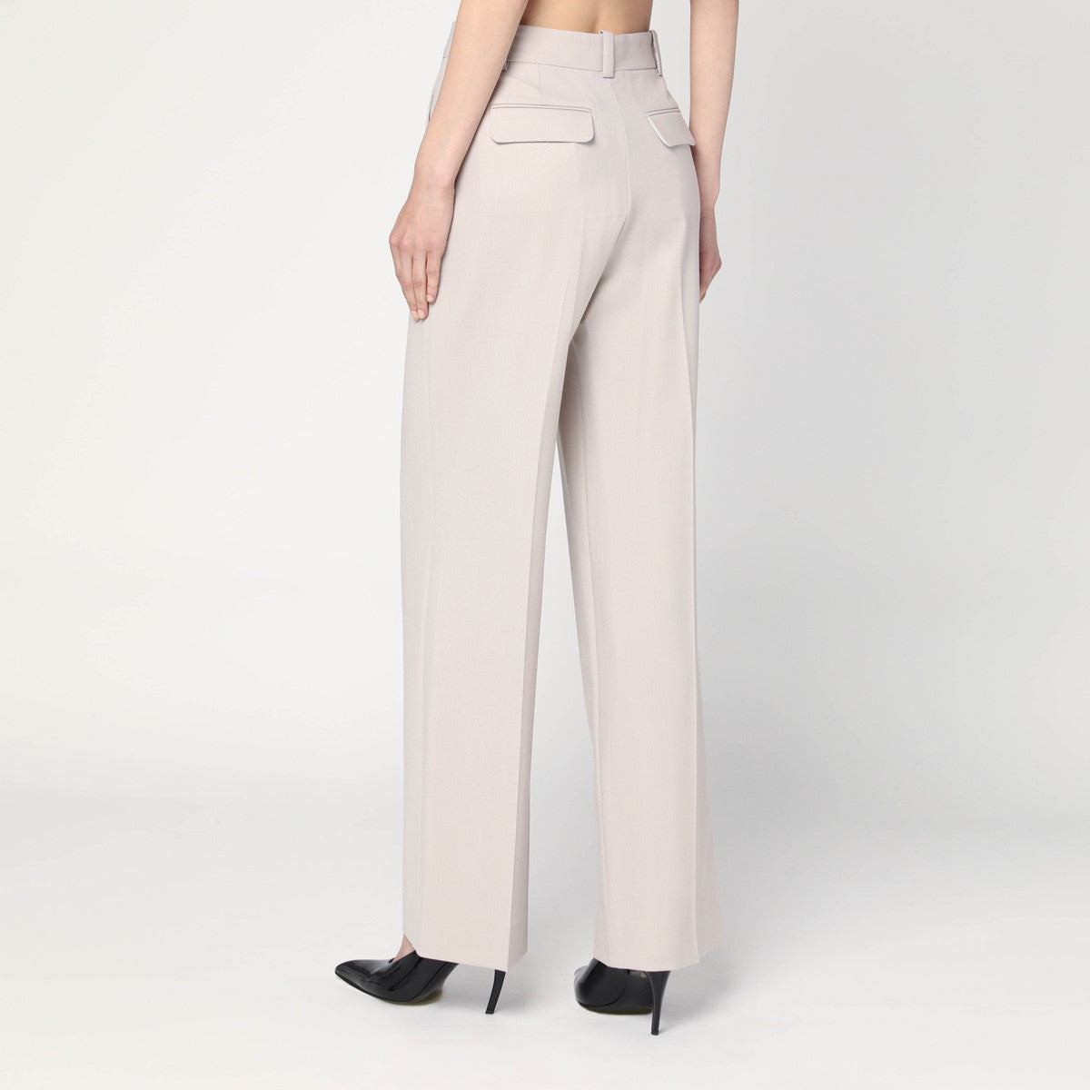 Victoria Beckham Pumice-coloured trousers in wool blend