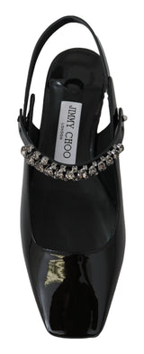Jimmy Choo Black Patent Leather Mahdis Flat Shoes