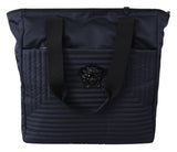 Versace Blue Nylon Tote Bag