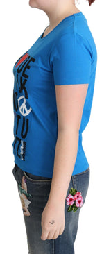 Moschino Blue Cotton Alphabet Letter Print Tops