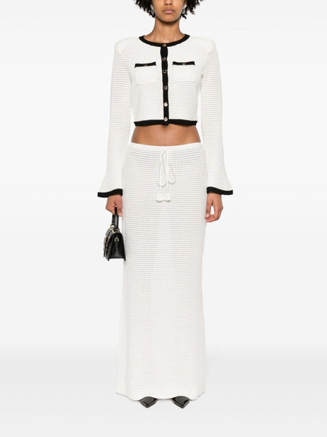 Self-Portrait Pointelle-knit cropped cardigan