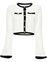 Self-Portrait Pointelle-knit cropped cardigan