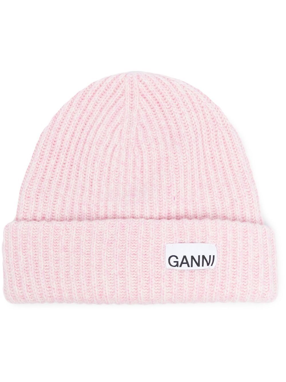 Ganni Oversized Wool Rib Knit Beanie