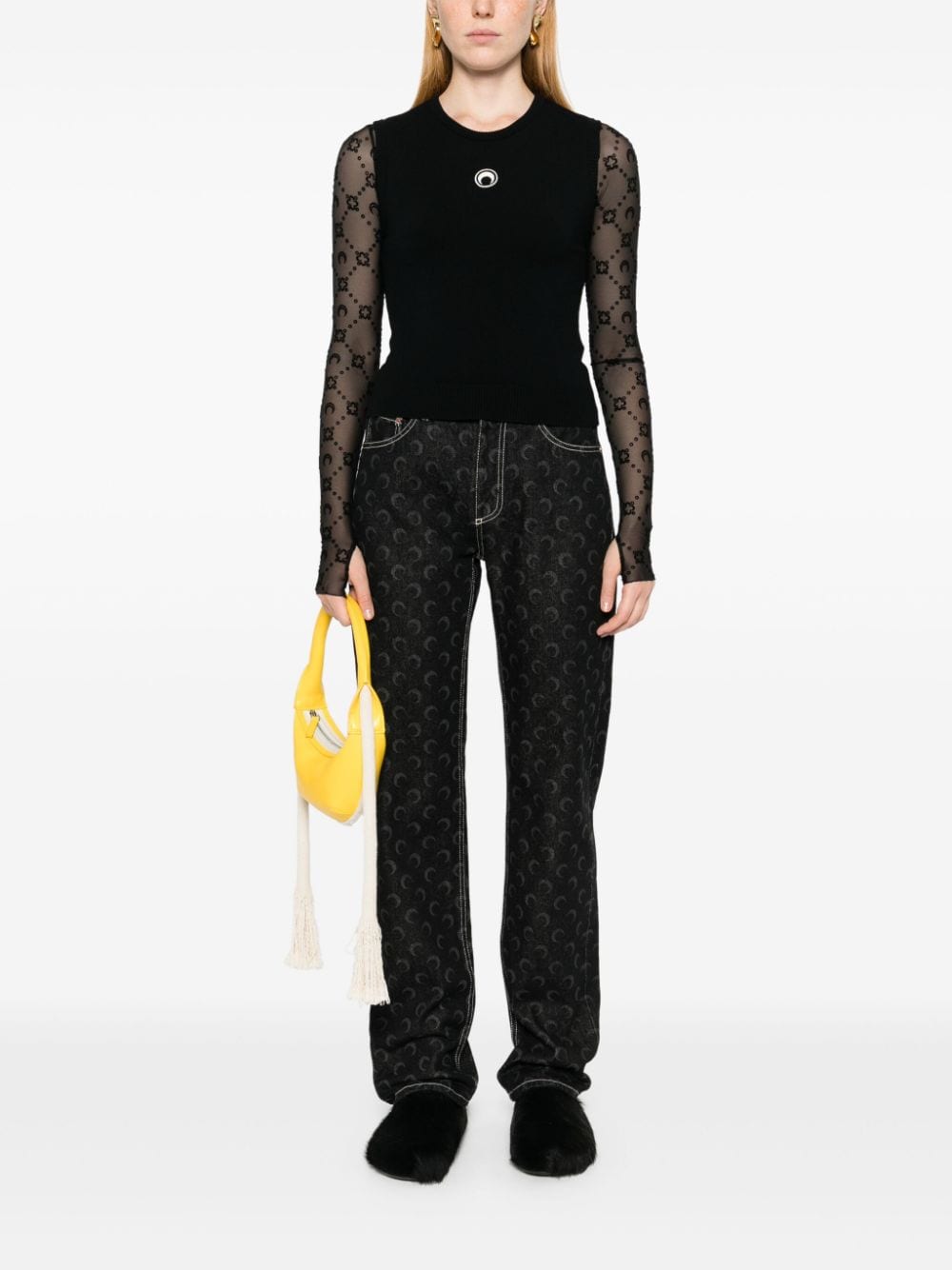 Marine Serre Crescent Moon-embroidered tank top