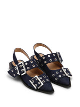 Ganni Denim Feminine Buckle Ballerinas