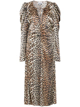 Ganni leopard-print Ruched Midi Dress